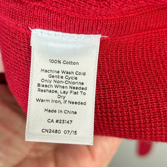 Talbots Sweater Jacket Women Large Red Button Front Long Sleeve Faux Pockets - Picture 2 of 7